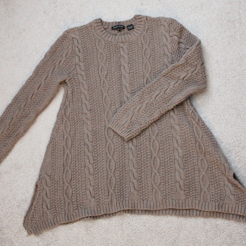 Taupe A Line Cable Knit Sweater - Picture 3 of 4